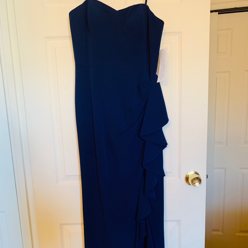 Aidan Mattox Strapless Flounce Crepe Gown - Picture 4 of 5
